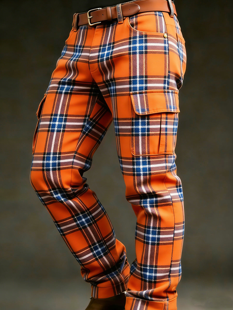 Men's Retro Vacation Business Art Print Casual Workwear Trousers