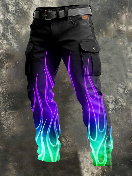 Men's Retro Vacation Business Art Print Casual Workwear Trousers