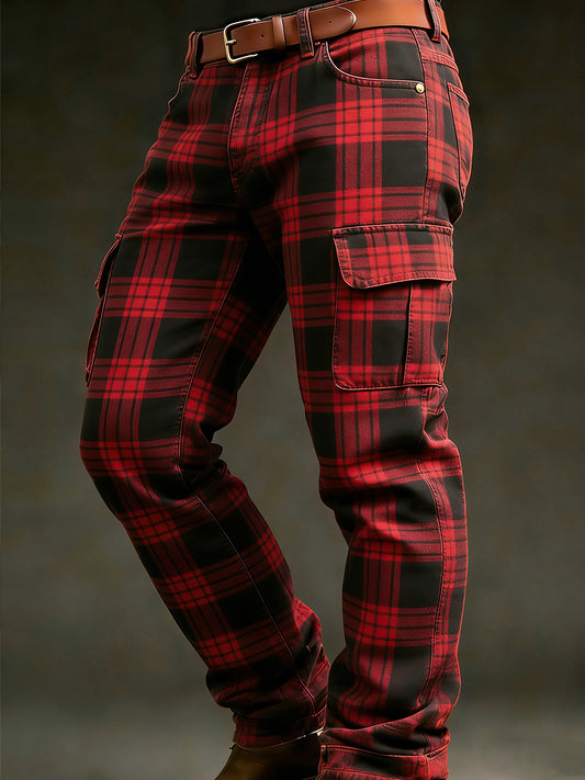 Men's Retro Vacation Business Art Print Casual Workwear Trousers