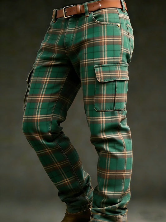 Men's Retro Vacation Business Art Print Casual Workwear Trousers