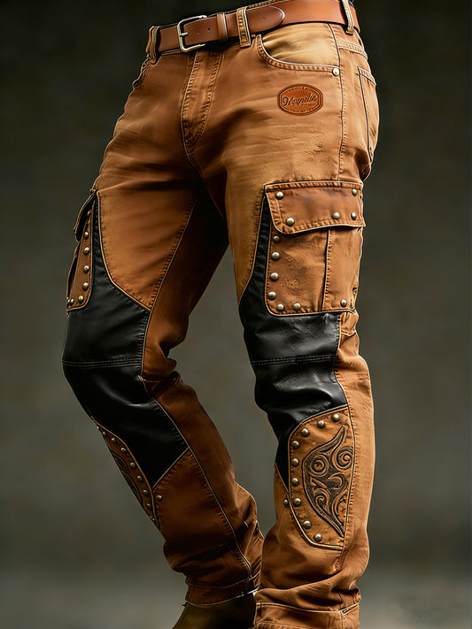 Men's Retro Vacation Business Western Art Print Casual Workwear Trousers