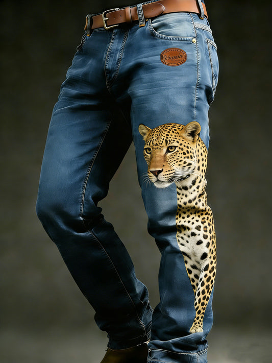 Men's Retro Vacation Business Animal Art Print Casual Workwear Trousers