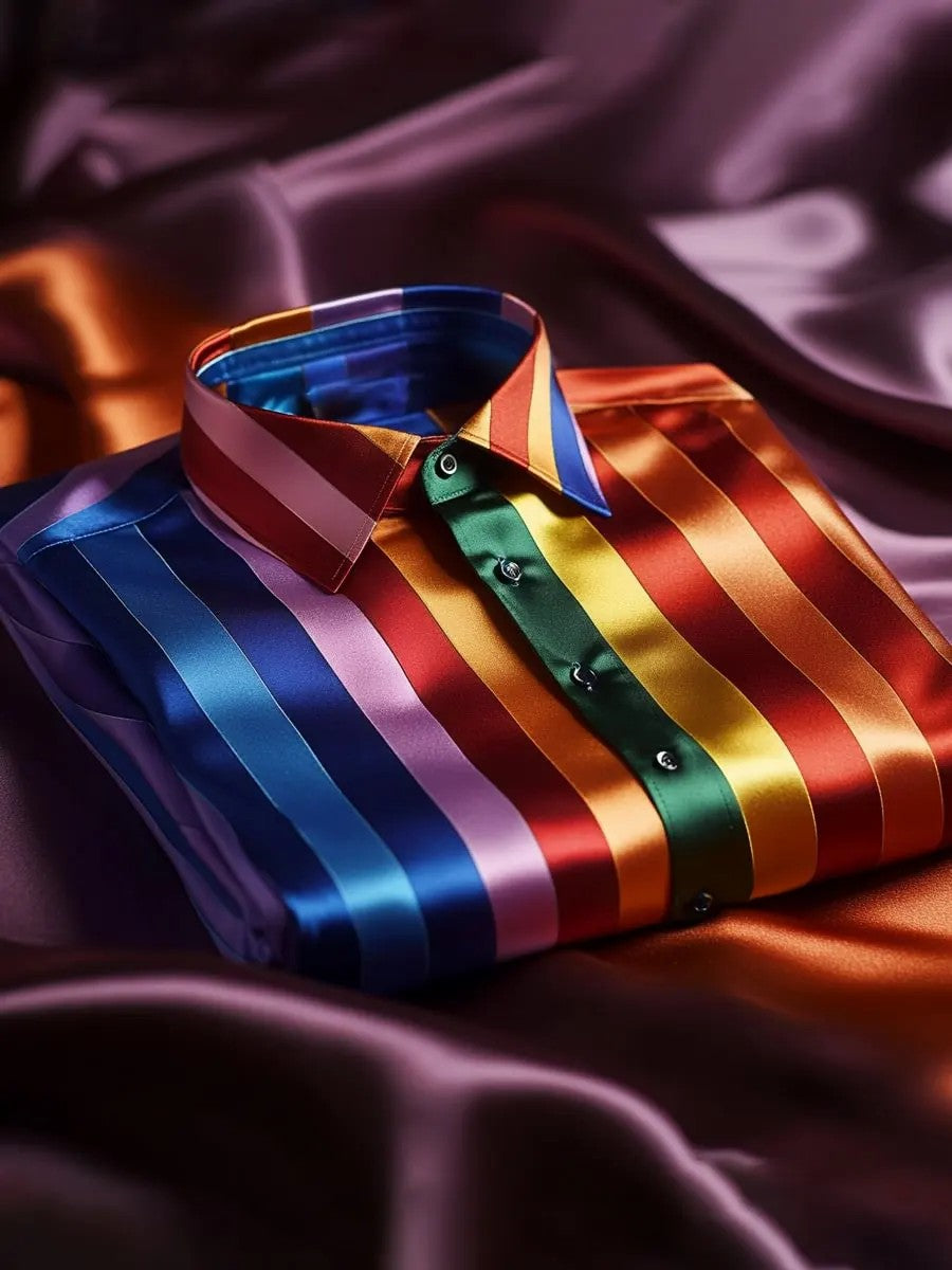 Men's Pride Month Rainbow Plaid Art Printed Shirt