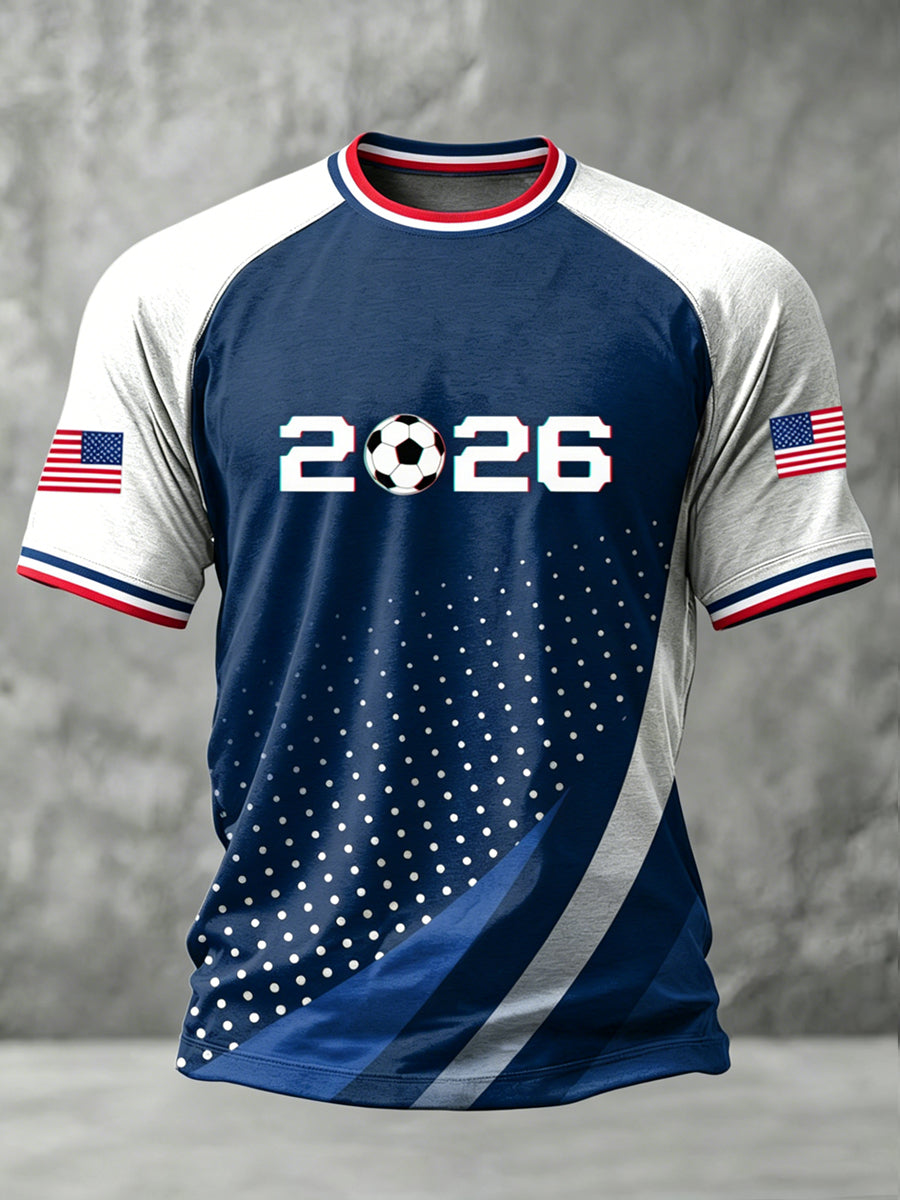 USA Soccer Printed Vintage Fashion Loose Short Sleeve T-Shirt