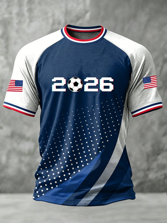 USA Soccer Printed Vintage Fashion Loose Short Sleeve T-Shirt