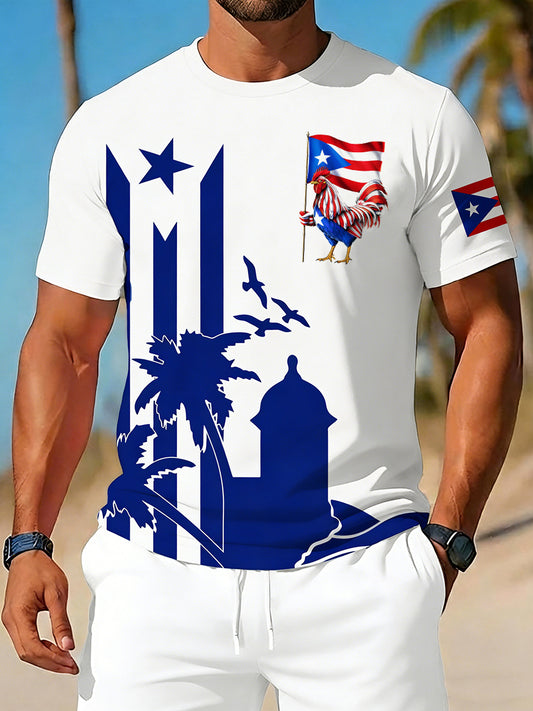 Men's Puerto Rico Print Vacation T-shirt