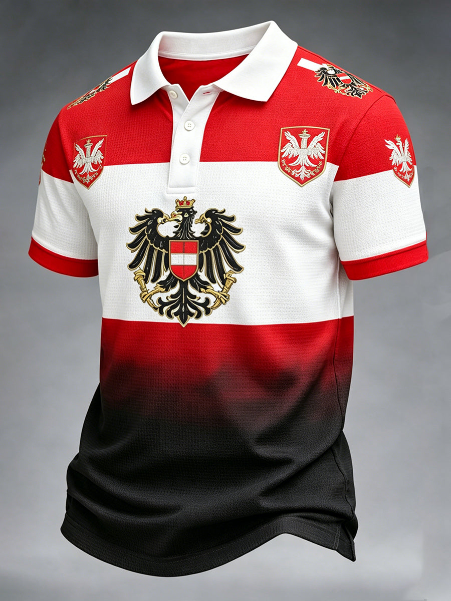 Retro Austrian Art Print Casual Polo Shirt