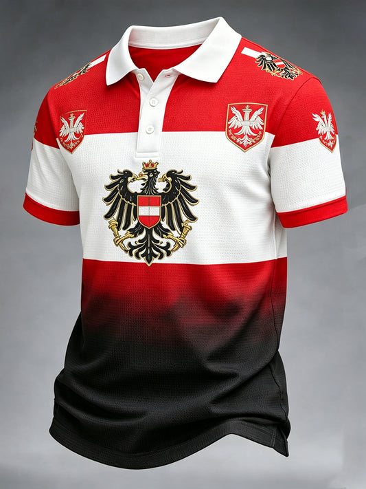 Retro Austrian Art Print Casual Polo Shirt