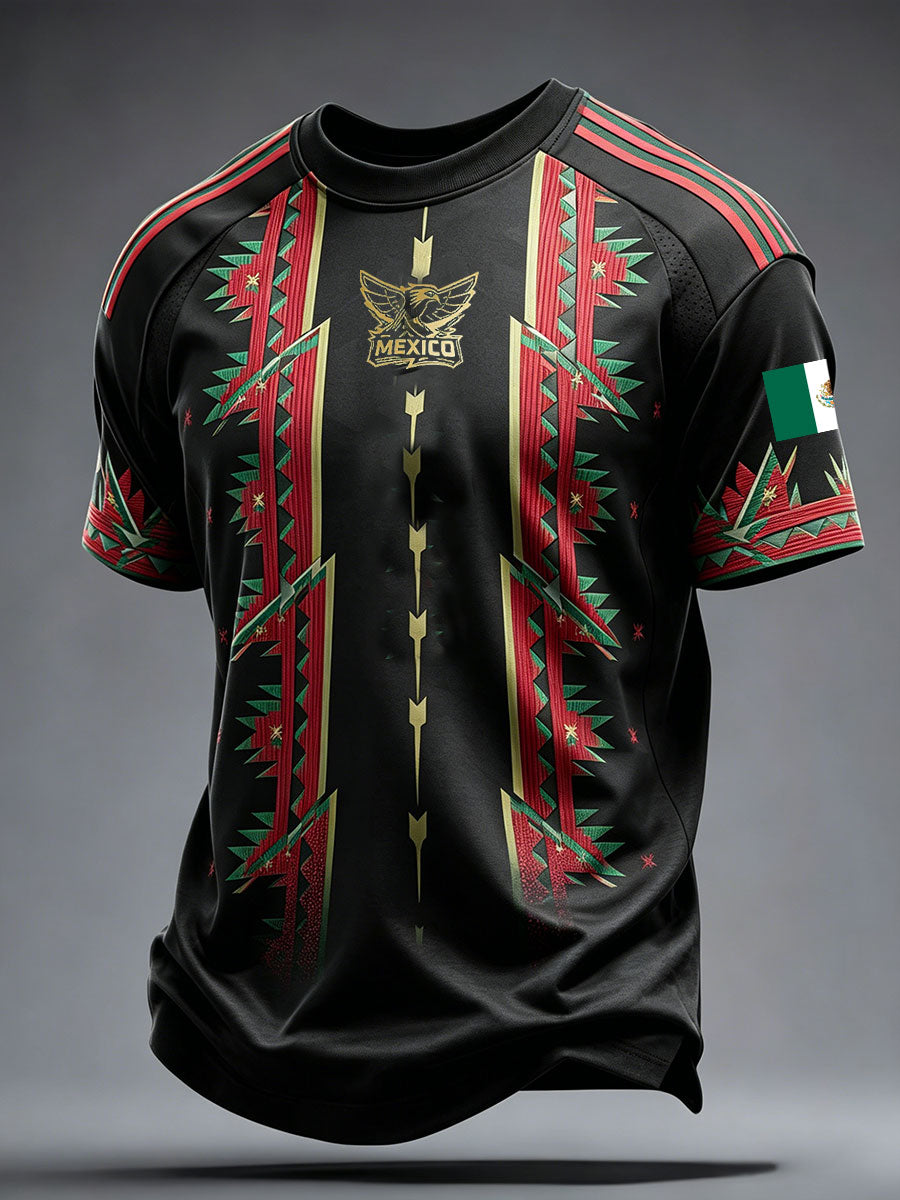 Men's Mexico Football Lover Art Printed T-shirt