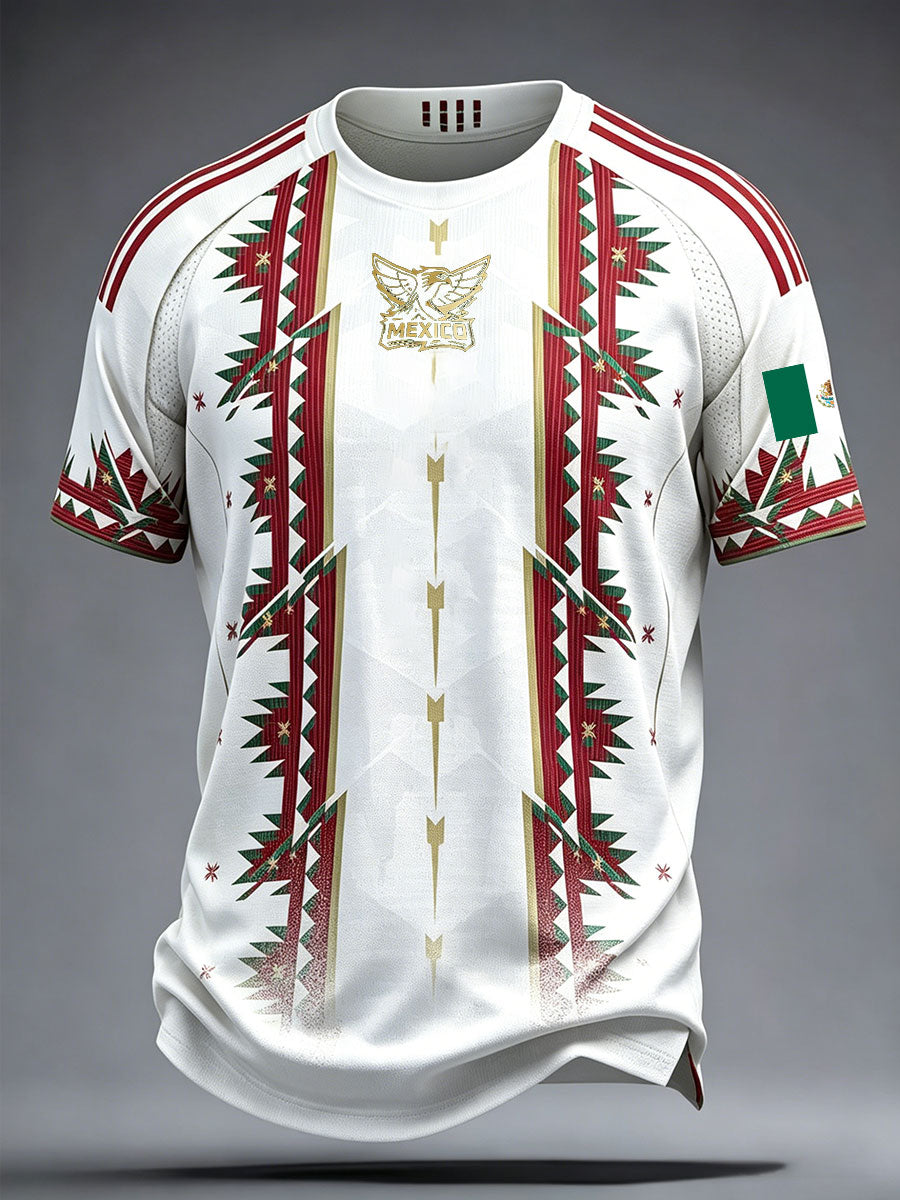 Men's Mexico Football Lover Art Printed T-shirt