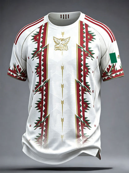 Men's Mexico Football Lover Art Printed T-shirt