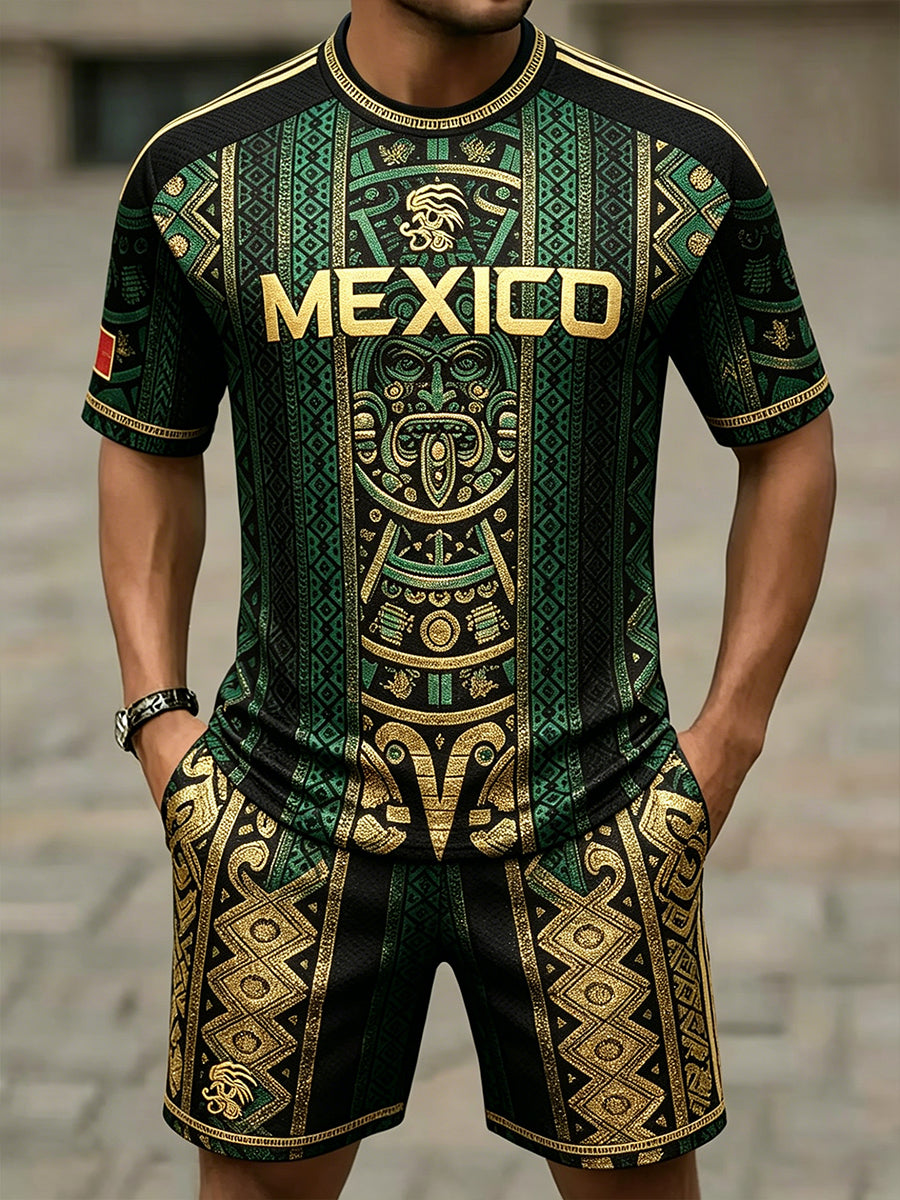 Men's Mexico Football Lover Art Printed Sets
