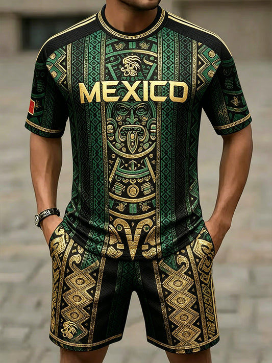 Men's Mexico Football Lover Art Printed Sets