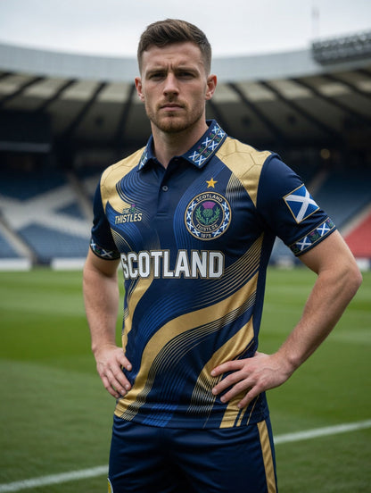 Unisex UK Scotland Football Lover 2026 Printed Short-Sleeve Polo Shirt