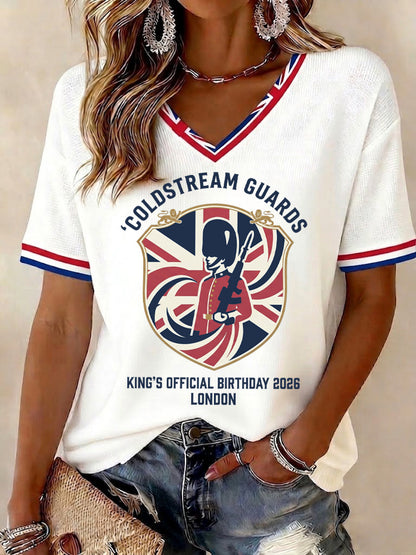 Women's King's Official Birthday Trooping The Colour Printed V-neck T-shirt