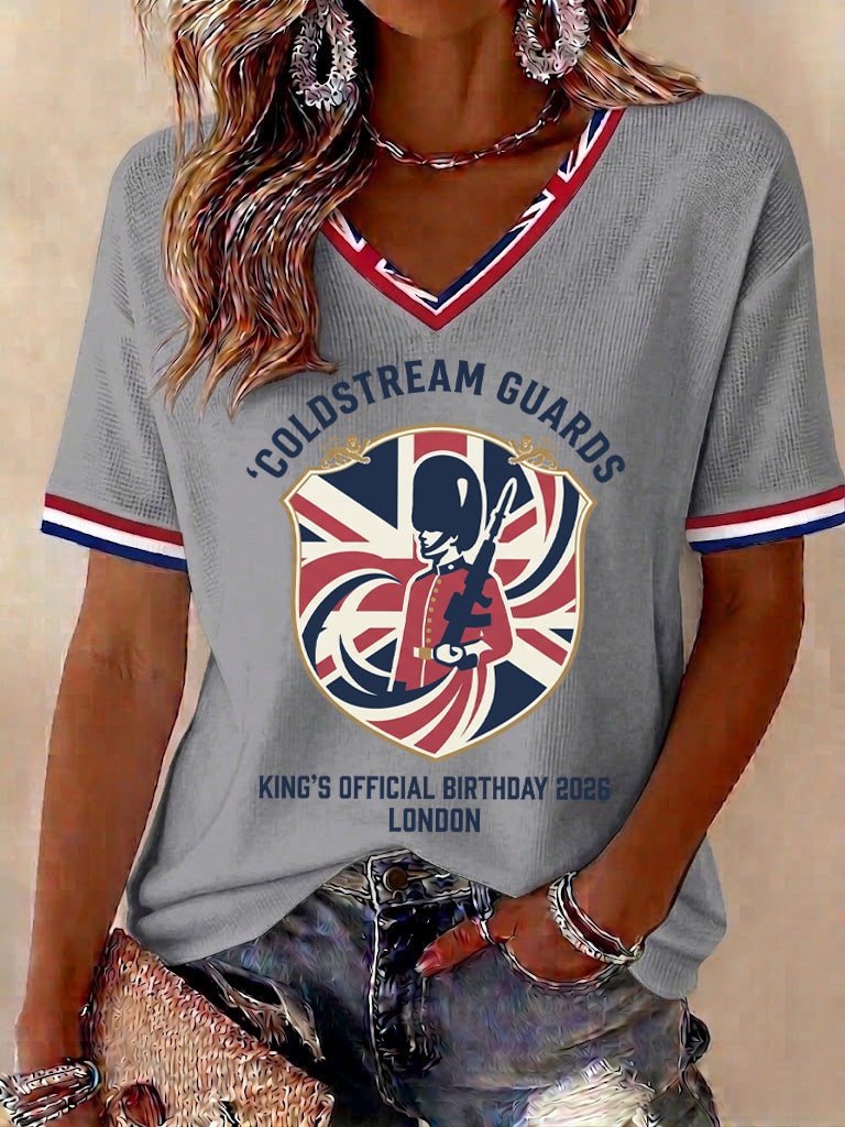 Women's King's Official Birthday Trooping The Colour Printed V-neck T-shirt