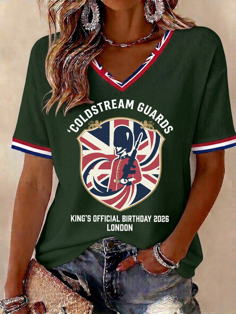 Women's King's Official Birthday Trooping The Colour Printed V-neck T-shirt