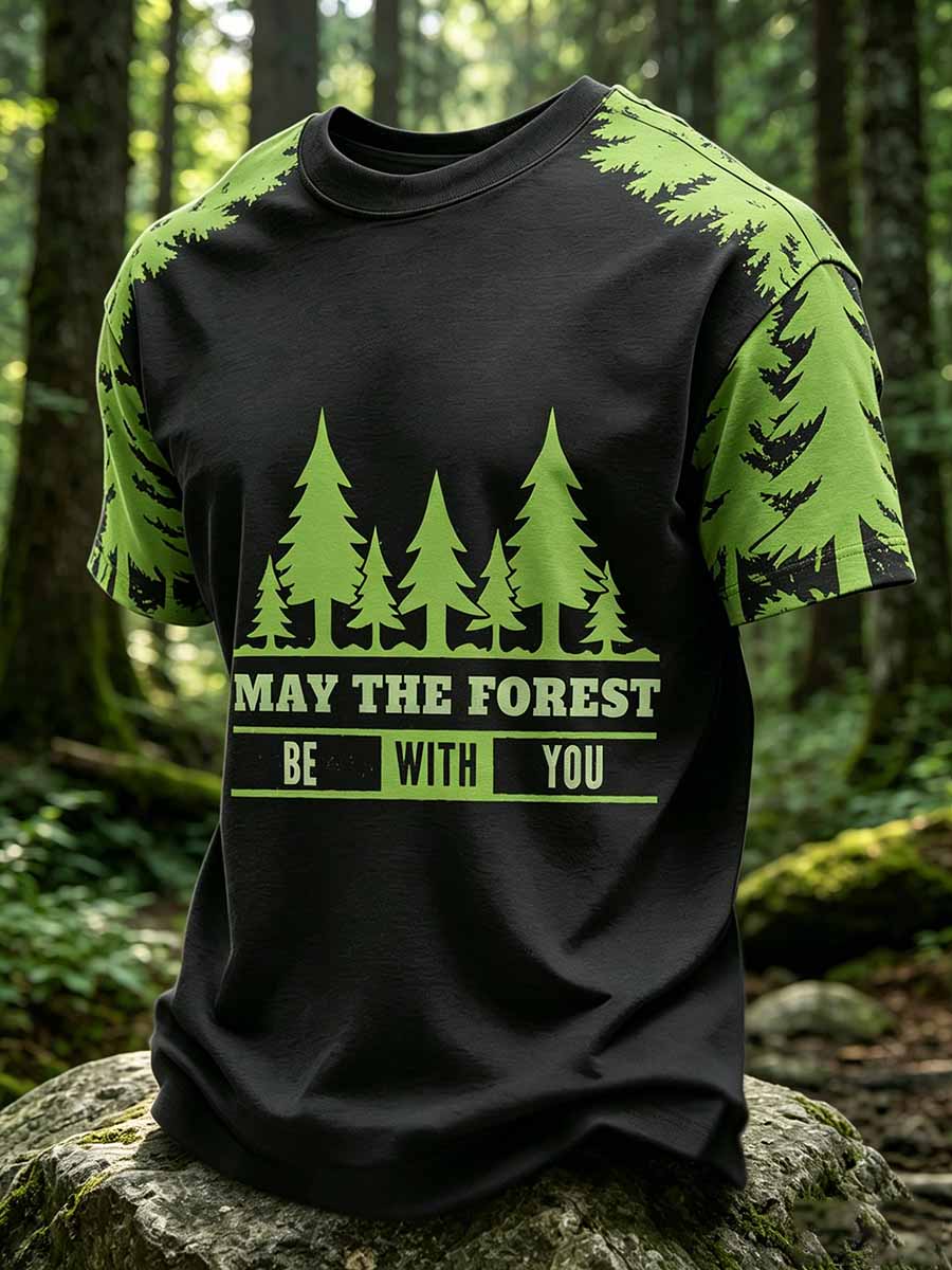Men's 'May The Forest Be With You' Printed Casual T-Shirt
