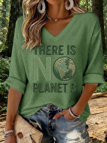 Women's There Is No Planet B Printed Waffle T-shirt
