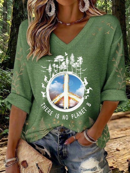 Women's There Is No Planet B Printed Waffle T-shirt