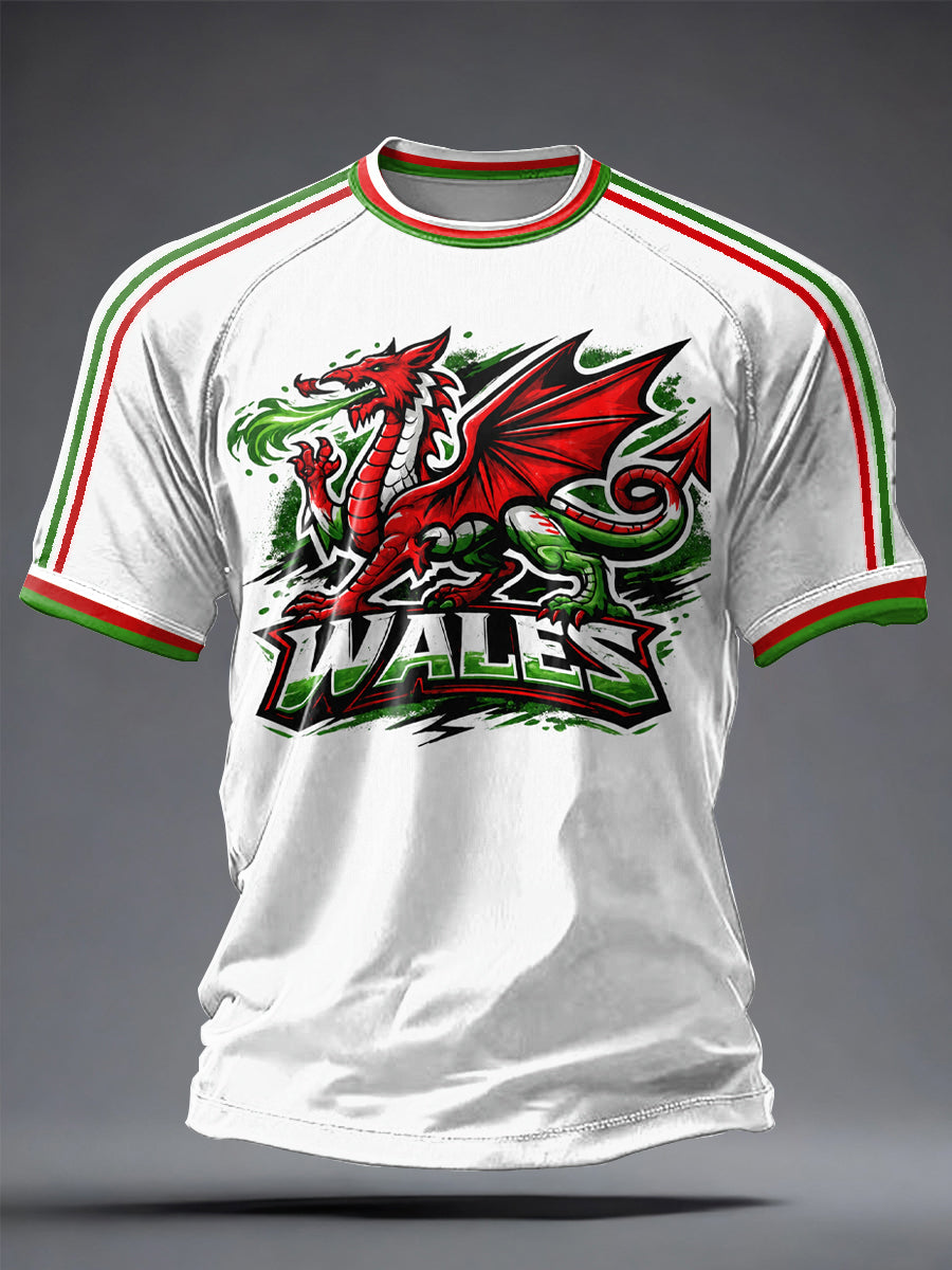 Men's Welsh Dragon Printed Casual short sleeves t-shirt