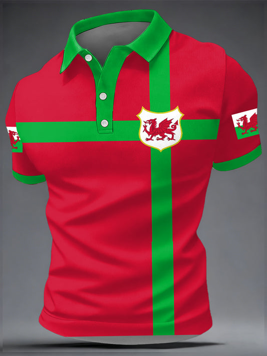 Men's Welsh Dragon Print polo shirt
