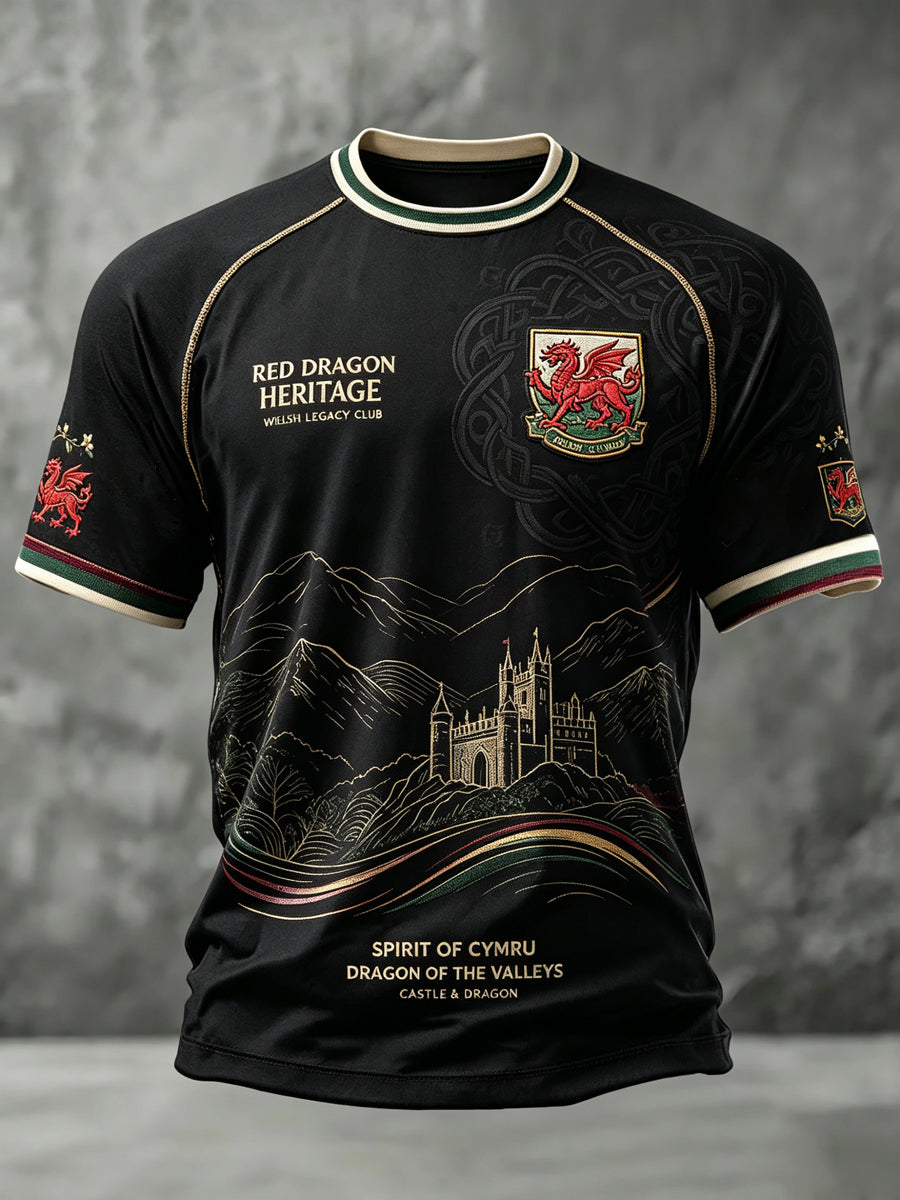 Men's Welsh Dragon Printed Casual short sleeves t-shirt
