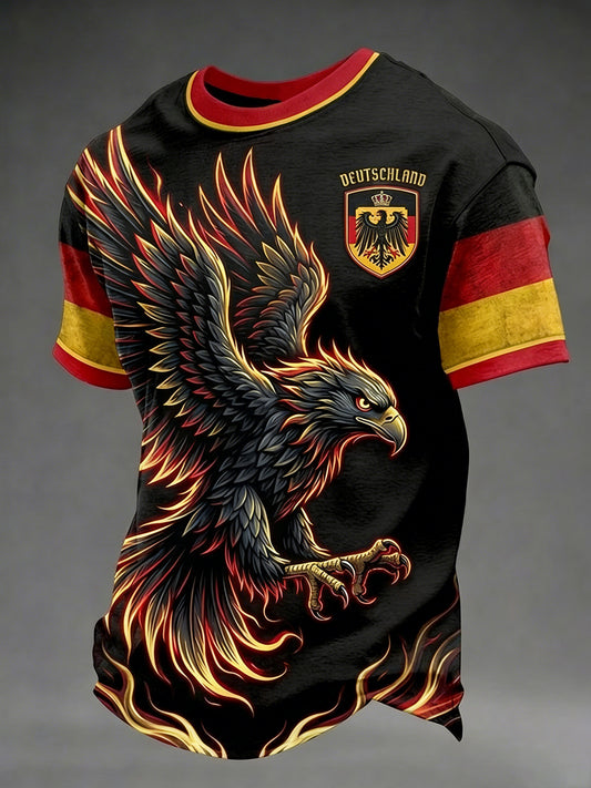 Herren-T-Shirt Deutschland Schwarzer Adler mit kurzen Ärmeln