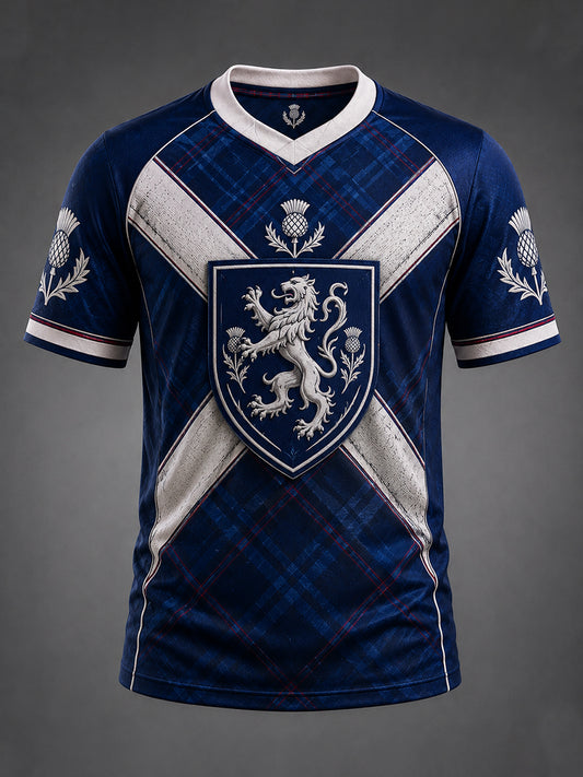 Men's Scotland Art Printed Short Sleeve  V-neck T-shirt