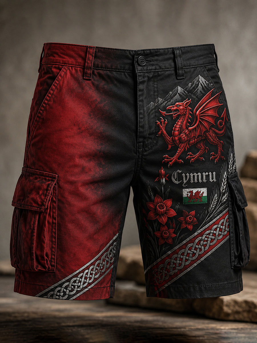Men's Welsh Cultural Element Art Print Shorts