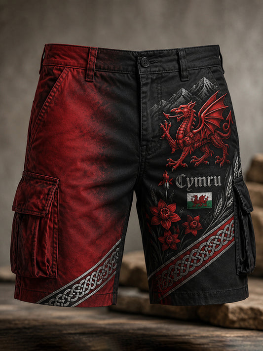 Men's Welsh Cultural Element Art Print Shorts