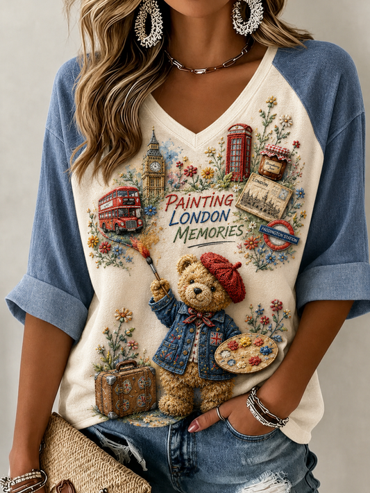 Women's Paddington Bear Linen Short-Sleeved T-Shirt