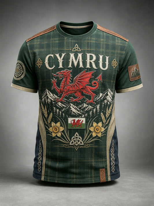 Men's Welsh Cultural Element Art Print T-Shirt