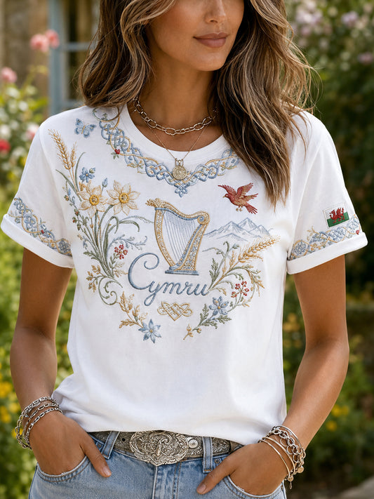 Women's Welsh Cultural Element Art Print T-Shirt