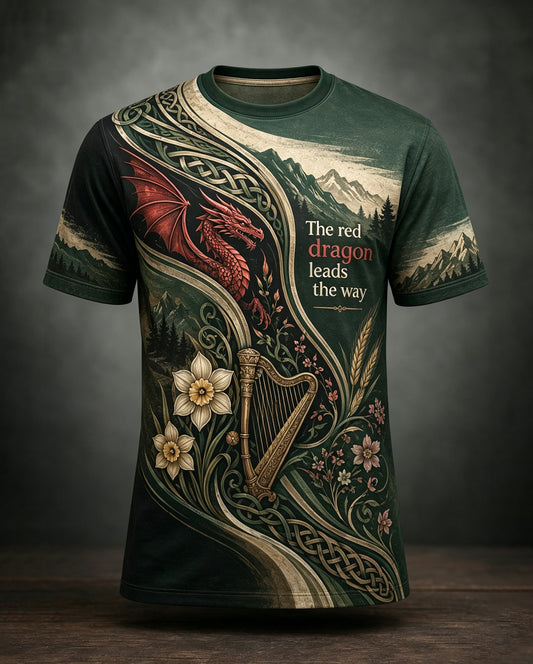 Men's Welsh Cultural Elements Art Print T-Shirt