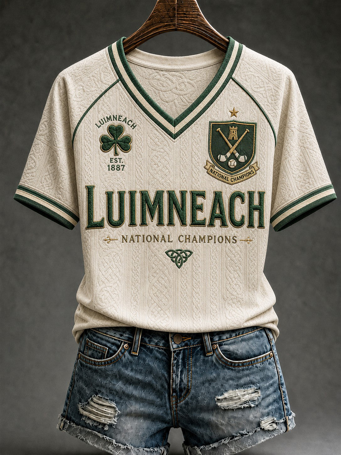 Women's Limerick Hurling Printed V-neck T-shirt