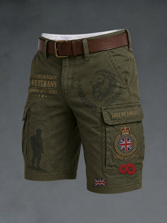 Men's Military-Inspired Graphic Print Cropped Cargo Shorts