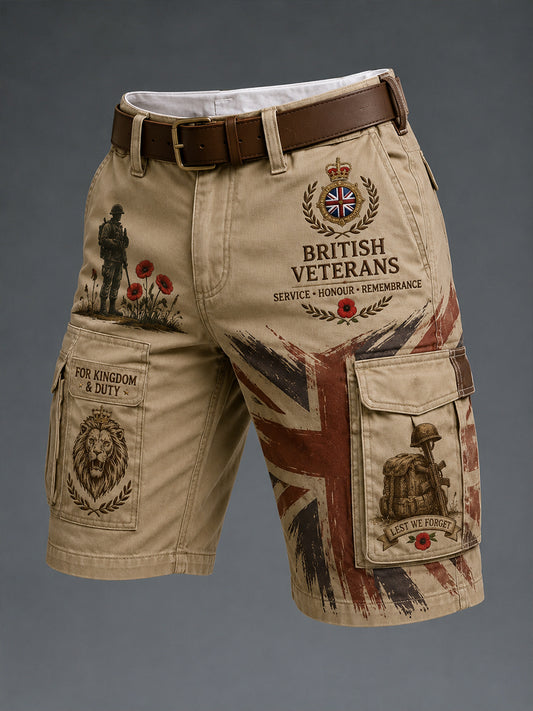 Men's Military-Inspired Graphic Print Cropped Cargo Shorts