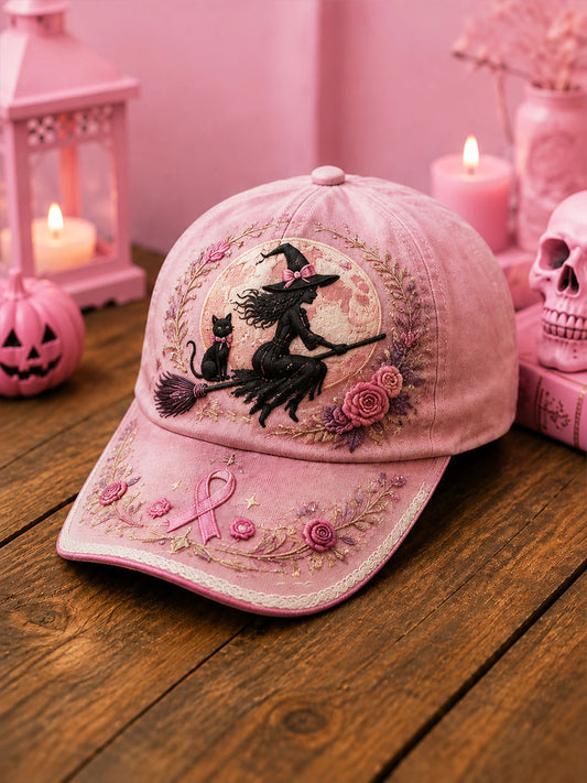 Breast Cancer Awareness Halloween Witch-Themed Casual Unisex  Hat