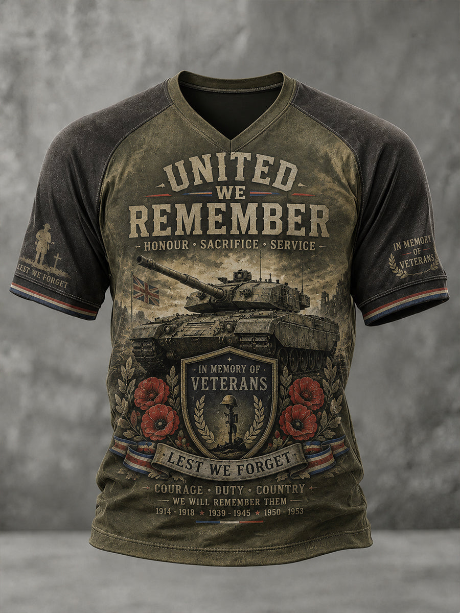 Men's Vintage Veteran-Themed Graphic Raglan Short-Sleeve T-Shirt