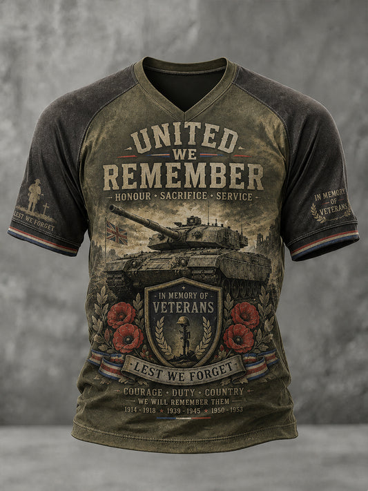 Men's Vintage Veteran-Themed Graphic Raglan Short-Sleeve T-Shirt
