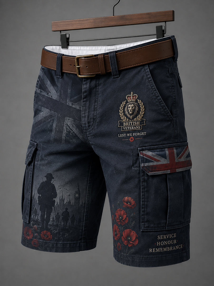 Men's Cropped Cargo Pants With Vintage Military-Style Print