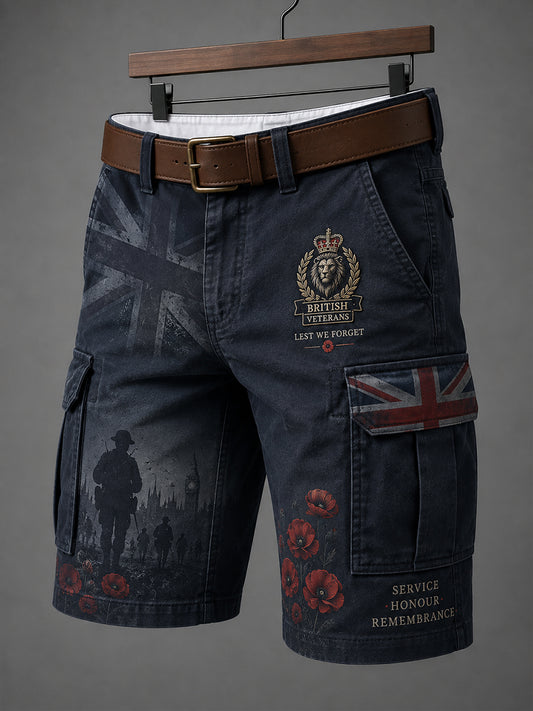 Men's Cropped Cargo Pants With Vintage Military-Style Print