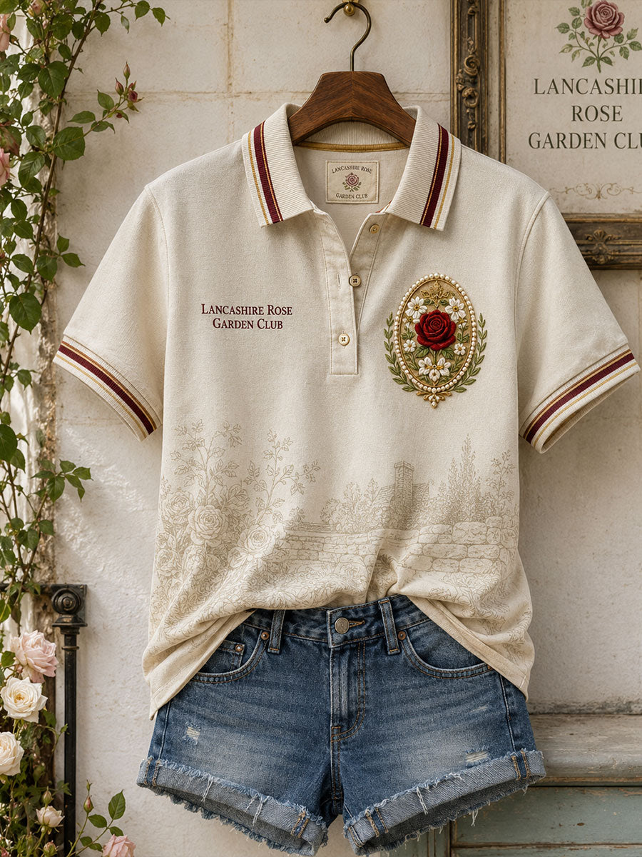 Women's England Lancashire Day Red Roses Art Printed Casual Tops