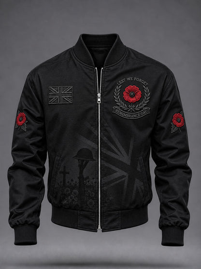 Men's Lest We Forget Print Zip-up Hoodie