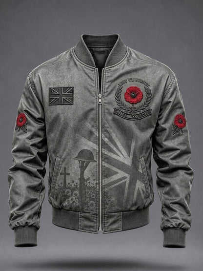 Men's Lest We Forget Print Zip-up Hoodie