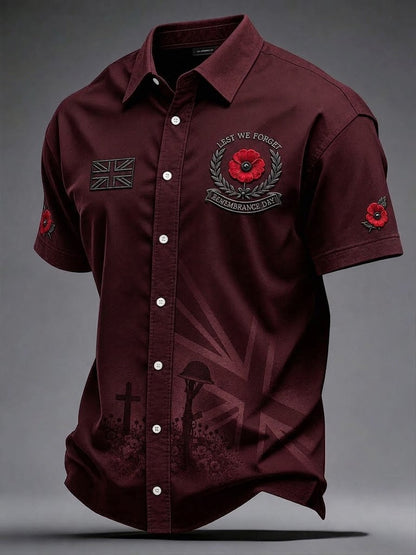 Men's Lest We Forget Print Short Sleeve Shirt