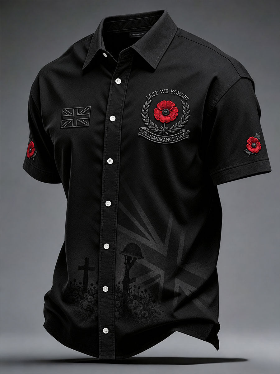 Men's Lest We Forget Print Short Sleeve Shirt