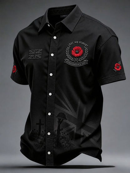 Men's Lest We Forget Print Short Sleeve Shirt