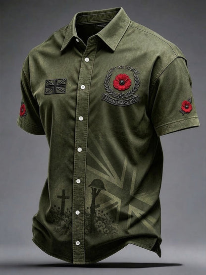 Men's Lest We Forget Print Short Sleeve Shirt